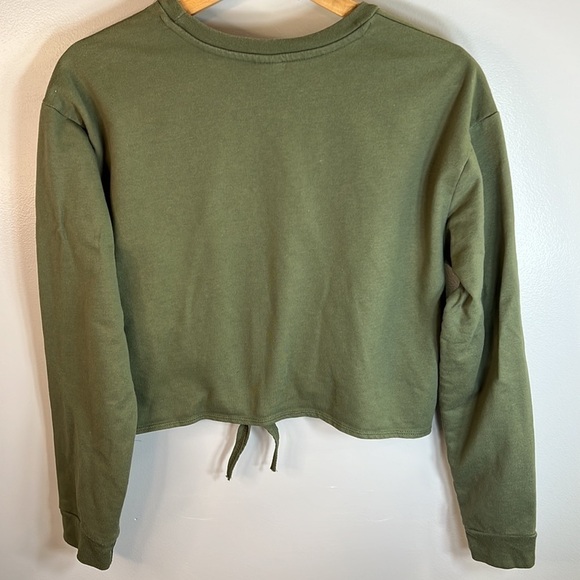 DISNEY Hakuna Matata Cropped Shirt Olive Green Juniors Size Large Front Tie - Picture 6 of 8